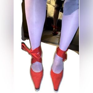 Red tie up heels made for dancing